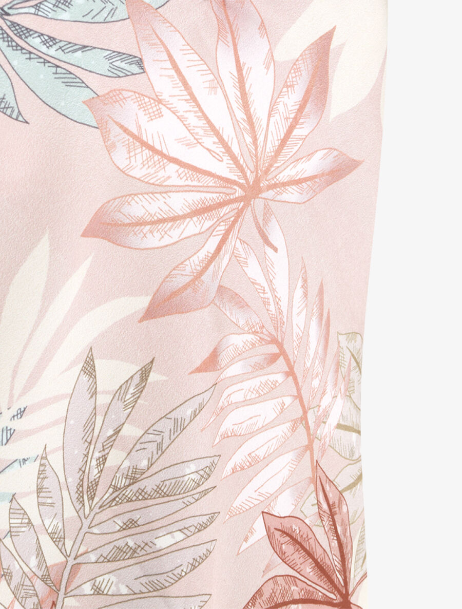 Caraco satiné à imprimé feuilles tropicales - Rose pâle - 3