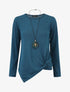Pull fin uni à bas asymétrique - Bleu canard - 1