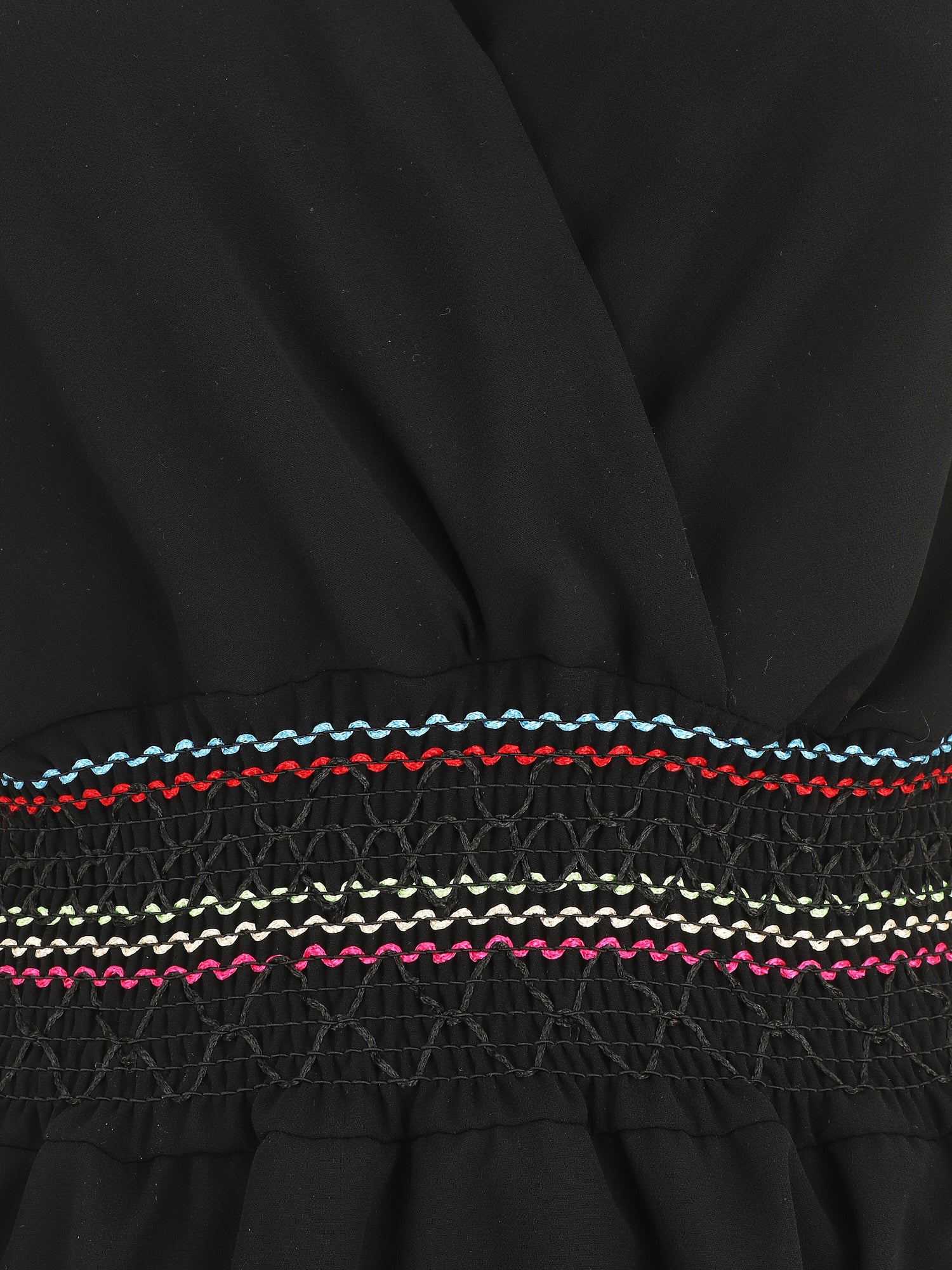 Robe mi-longue sans manches taille élastiquée stylisée - Noir - 3
