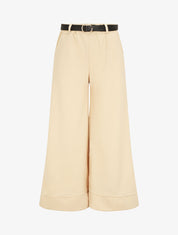 Pantalon large uni taille haute - Beige - 5