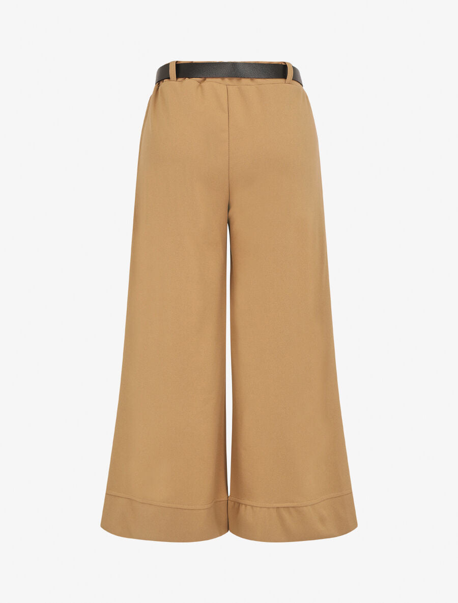 Pantalon large uni taille haute - Camel - 2