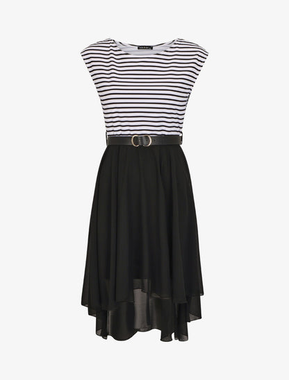 Robe bi-matière à col rond - Noir - 4