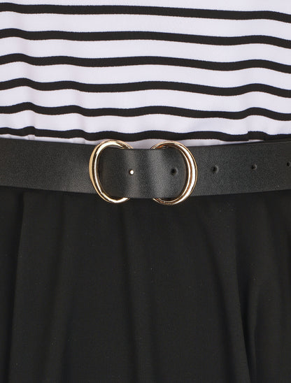 Robe bi-matière à col rond - Noir - 3
