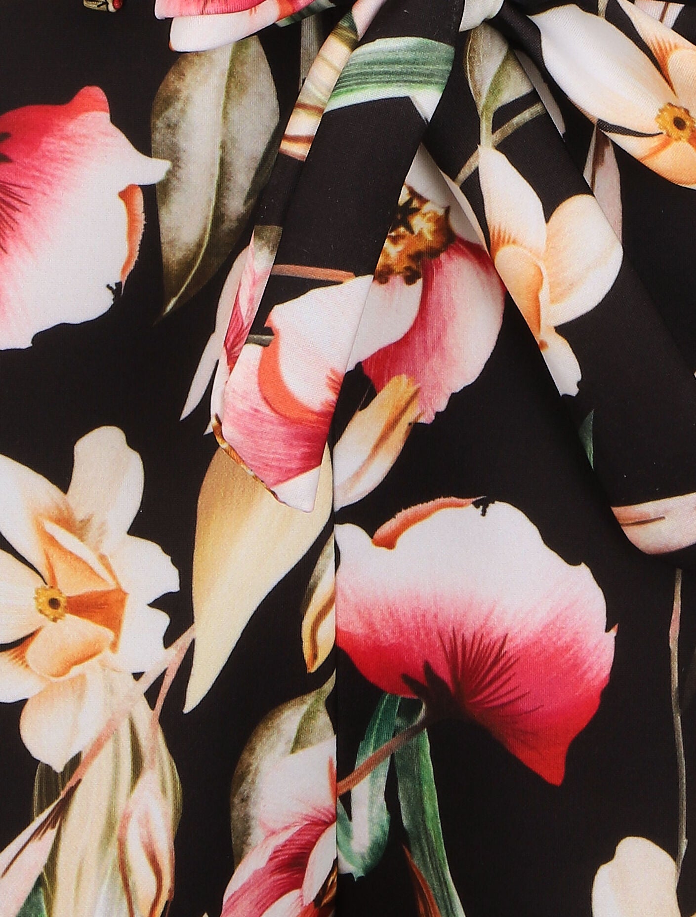 Combishort imprimé floral ceinturée - Noir - 3