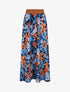 Jupe longue à imprimé feuilles tropical - Marine - 1