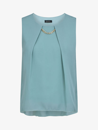 Top droit sans manches col à chaîne - Bleu clair - 1