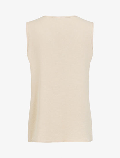 Top droit sans manches col V - Beige - 2