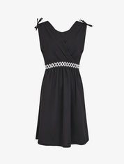 Robe uni à taille élastiquée - Noir - 4