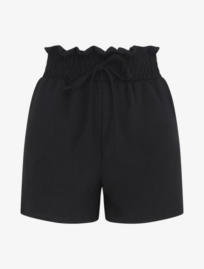 Mini short à taille élastiquée - Noir - 1