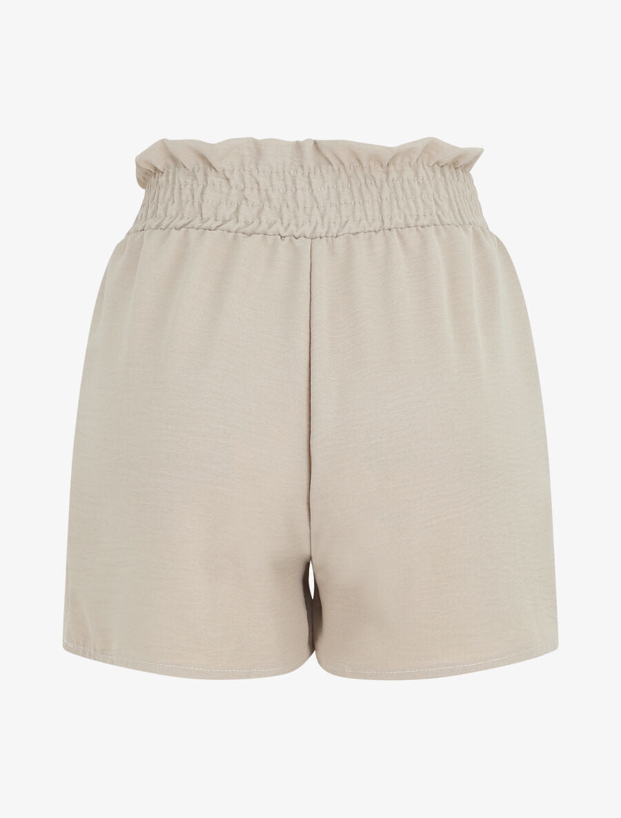 Mini short à taille élastiquée - Beige - 2