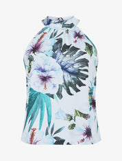 Top sans manches imprimé tropical - Blanc - 4