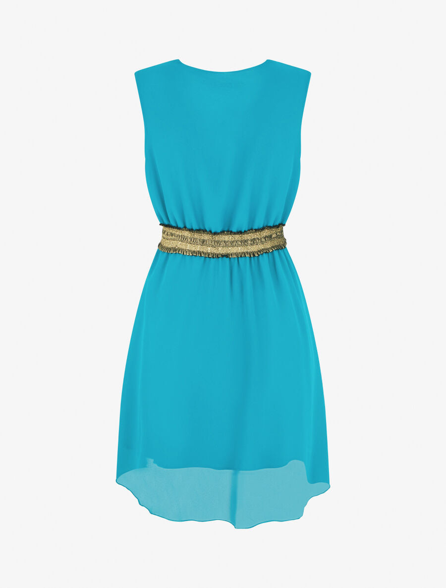 Robe sans manches taille élastiquée irisée - Turquoise - 2