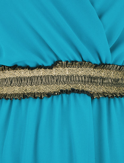Robe sans manches taille élastiquée irisée - Turquoise - 3