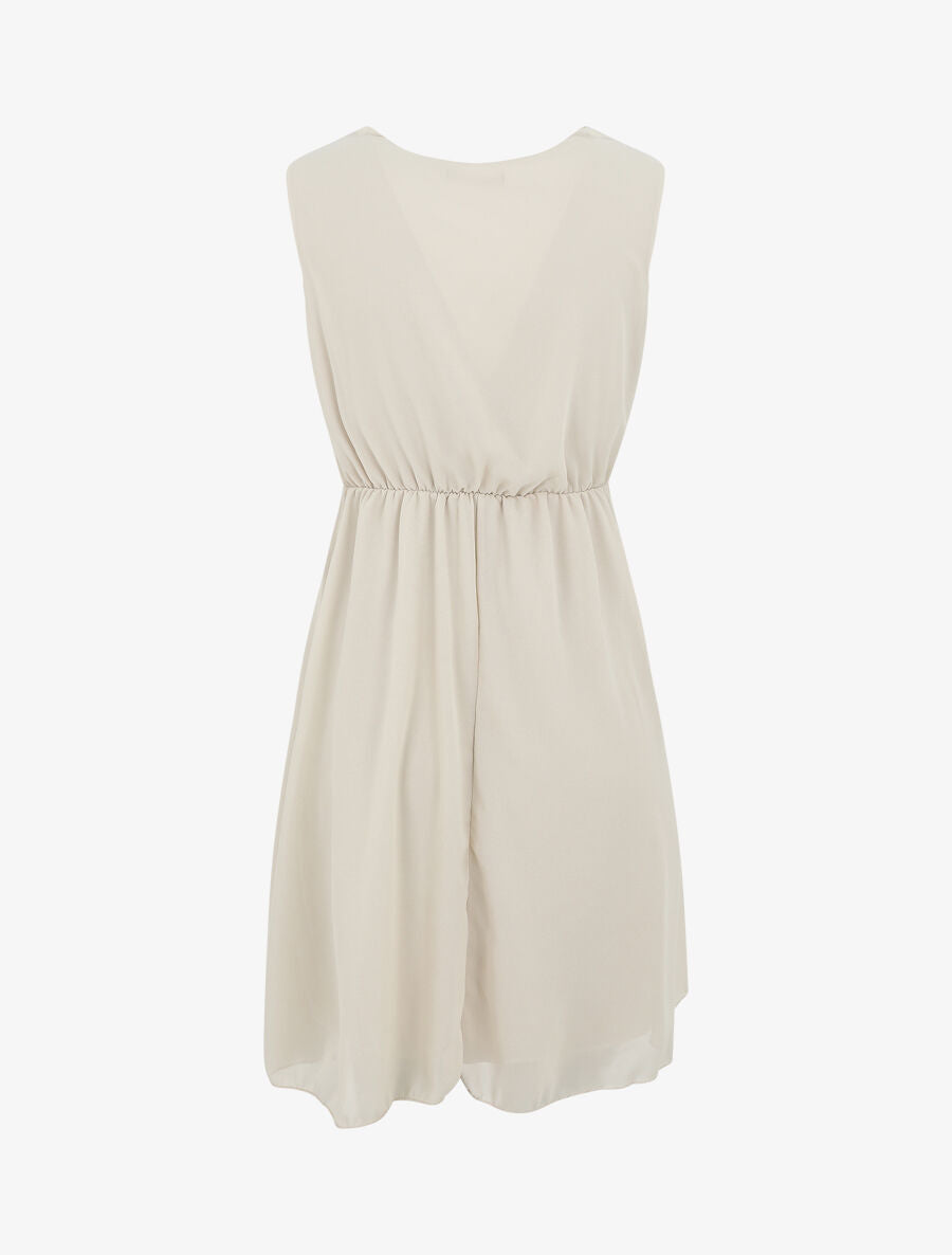 Robe fluide sans manches évasée - Beige - 2