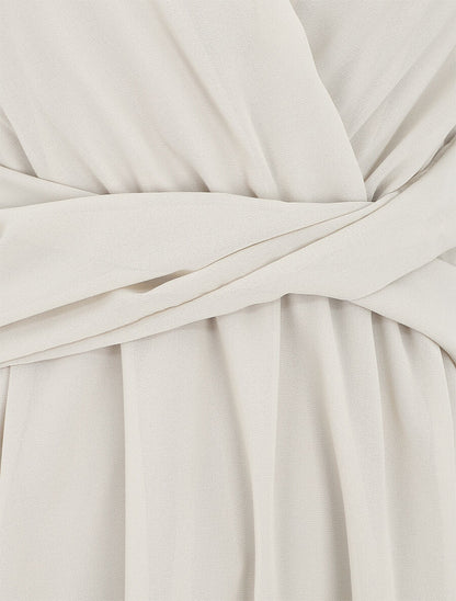 Robe fluide sans manches évasée - Beige - 3
