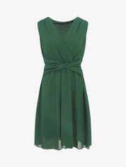 Robe fluide sans manches évasée - Vert foncé - 1