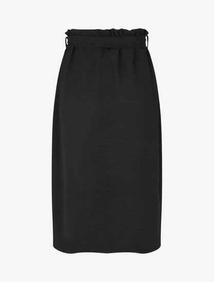 Jupe mi-longue droite taille haute - Noir - 2