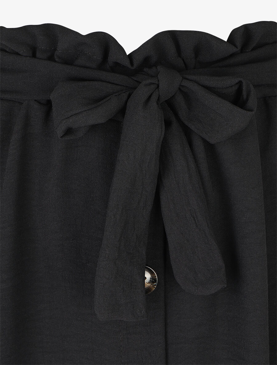 Jupe mi-longue droite taille haute - Noir - 3