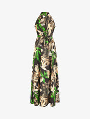 Robe longue tropicale sans manches - Noir - 1