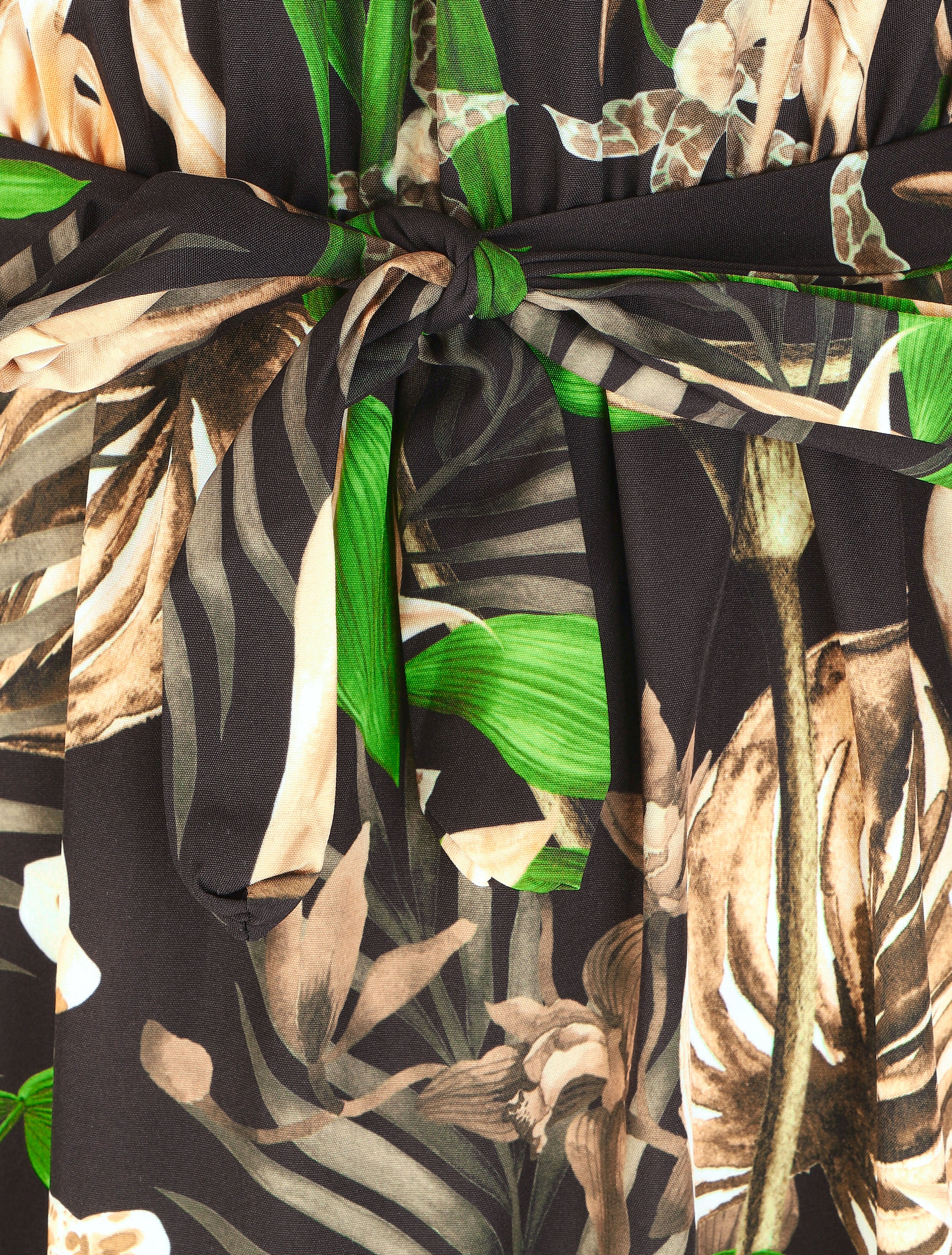 Robe longue tropicale sans manches - Noir - 3