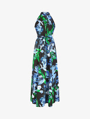 Robe longue tropicale sans manches - Bleu - 4