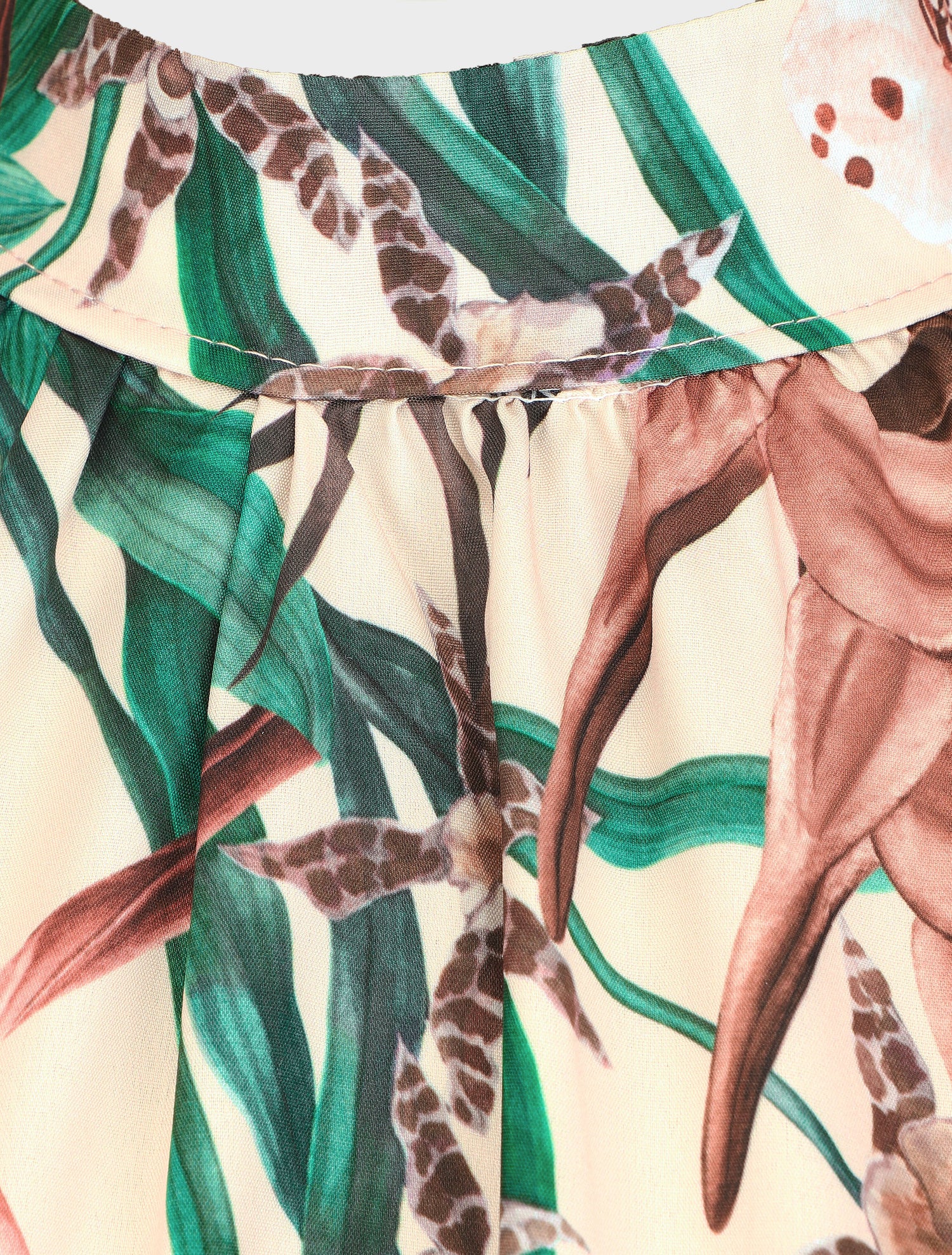 Robe longue tropicale sans manches - Beige - 3