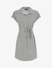 Robe chemise imprimé rayures - Kaki - 5