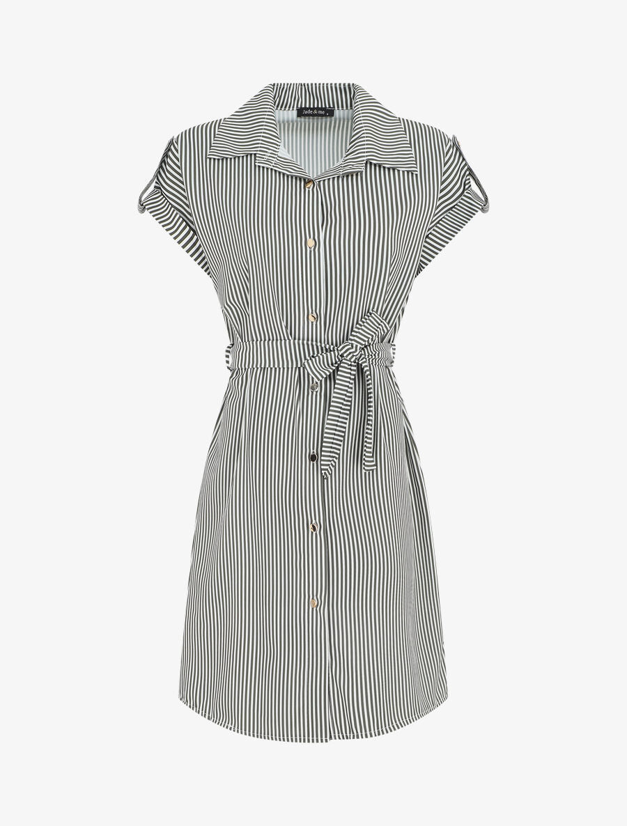 Robe chemise imprimé rayures - Kaki - 5