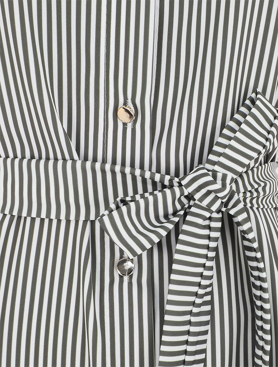 Robe chemise imprimé rayures - Kaki - 3