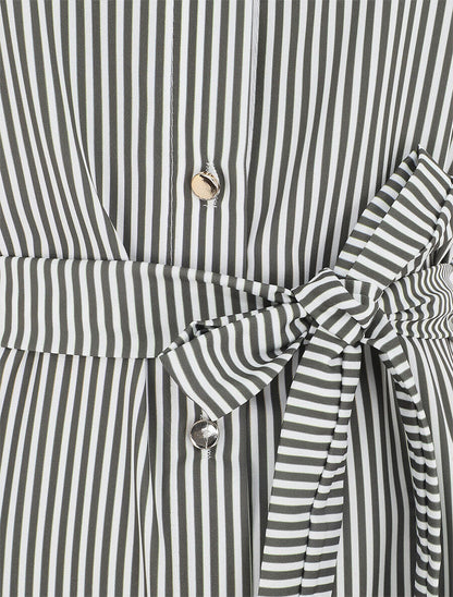 Robe chemise imprimé rayures - Kaki - 3