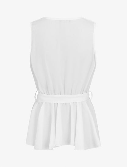 Top péplum sans manches - Blanc - 2