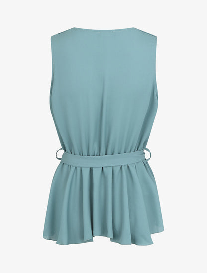Top péplum sans manches - Turquoise - 2