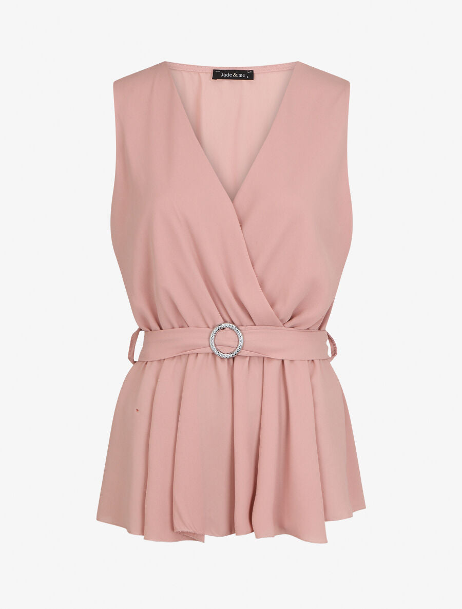 Top péplum sans manches - Rose - 1