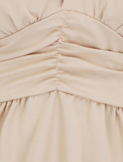 Top empire uni sans manches col V - Beige - 3