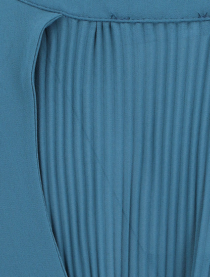 Top sans manches col bénitier et dos plissé - Bleu pétrole - 3