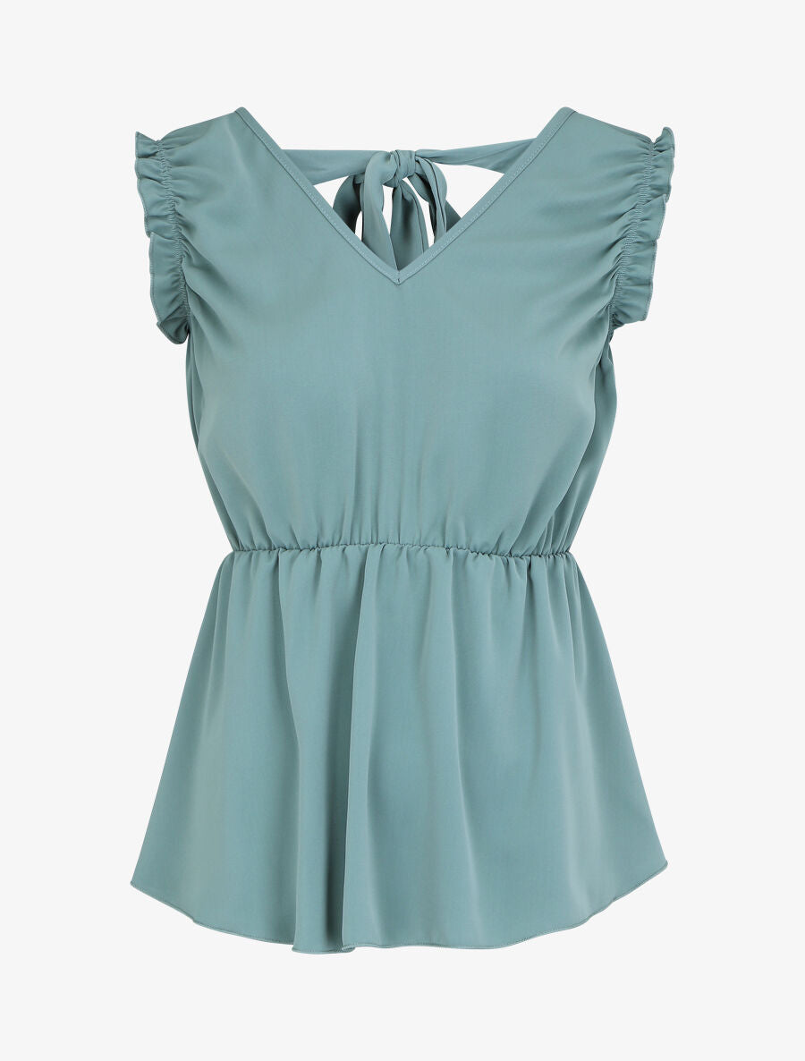 Top sans manches évasé dos décolleté - Bleu clair - 5