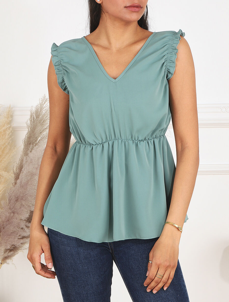 Top sans manches évasé dos décolleté - Bleu clair - 4