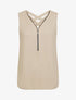 Top en voile à col zippé - Beige - 1