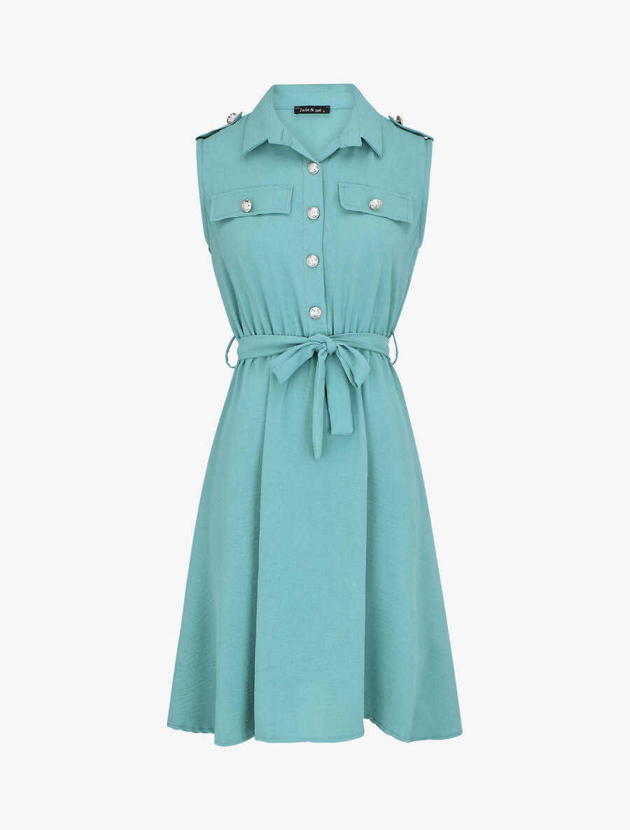 Robe unie à taille élastiquée - Vert d&
