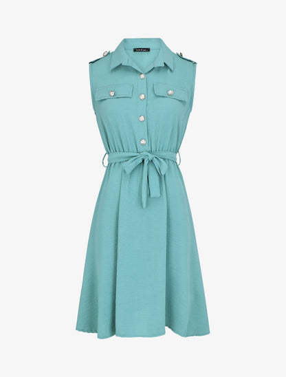 Robe unie à taille élastiquée - Vert d&