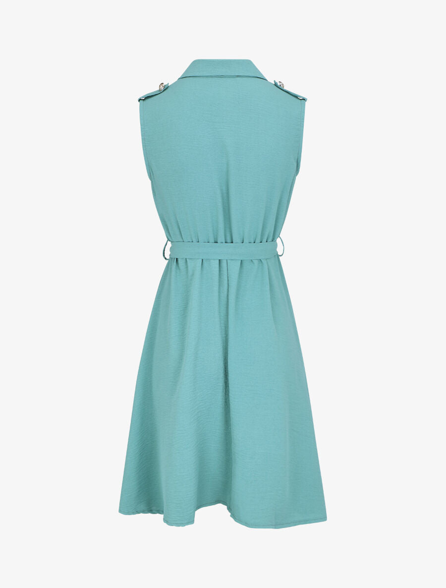 Robe unie à taille élastiquée - Vert d&