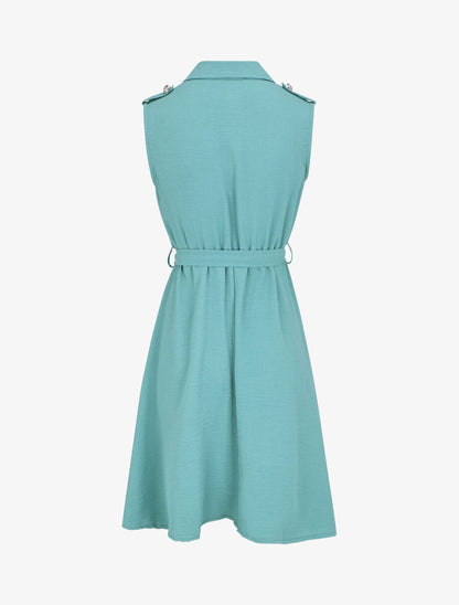 Robe unie à taille élastiquée - Vert d&