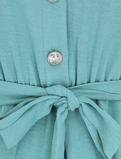 Robe unie à taille élastiquée - Vert d&