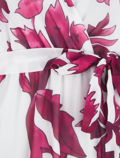 Robe imprimé fleurs et dos en V - Mauve - 3