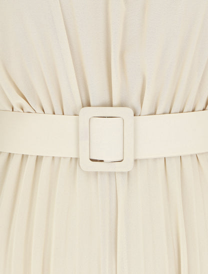 Combinaison plissée sans manches - Beige - 3