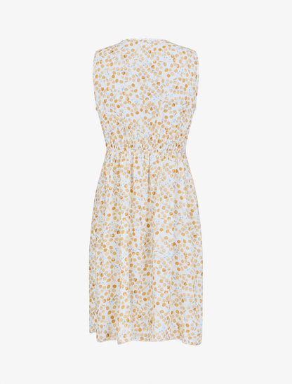 Robe mi-longue sans manches motif feuilles - Beige - 2
