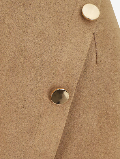 Jupe courte croisée en suédine - Taupe - 3