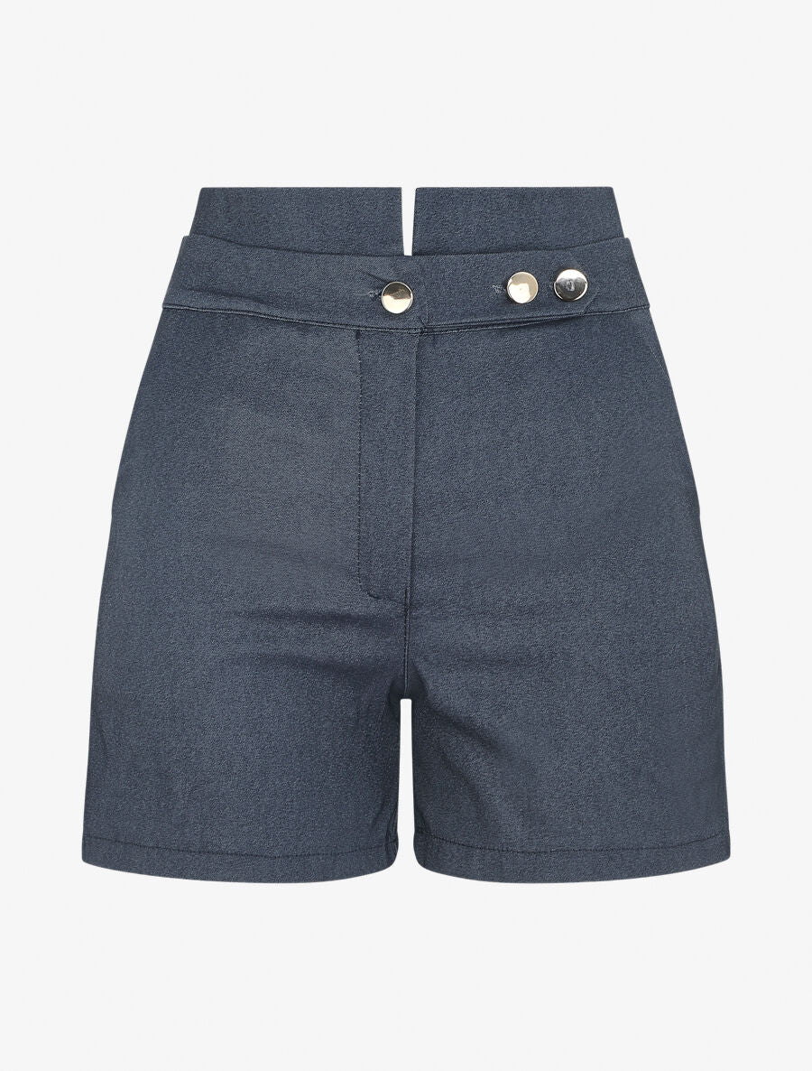 Short ajusté taille haute - Bleu jean - 5