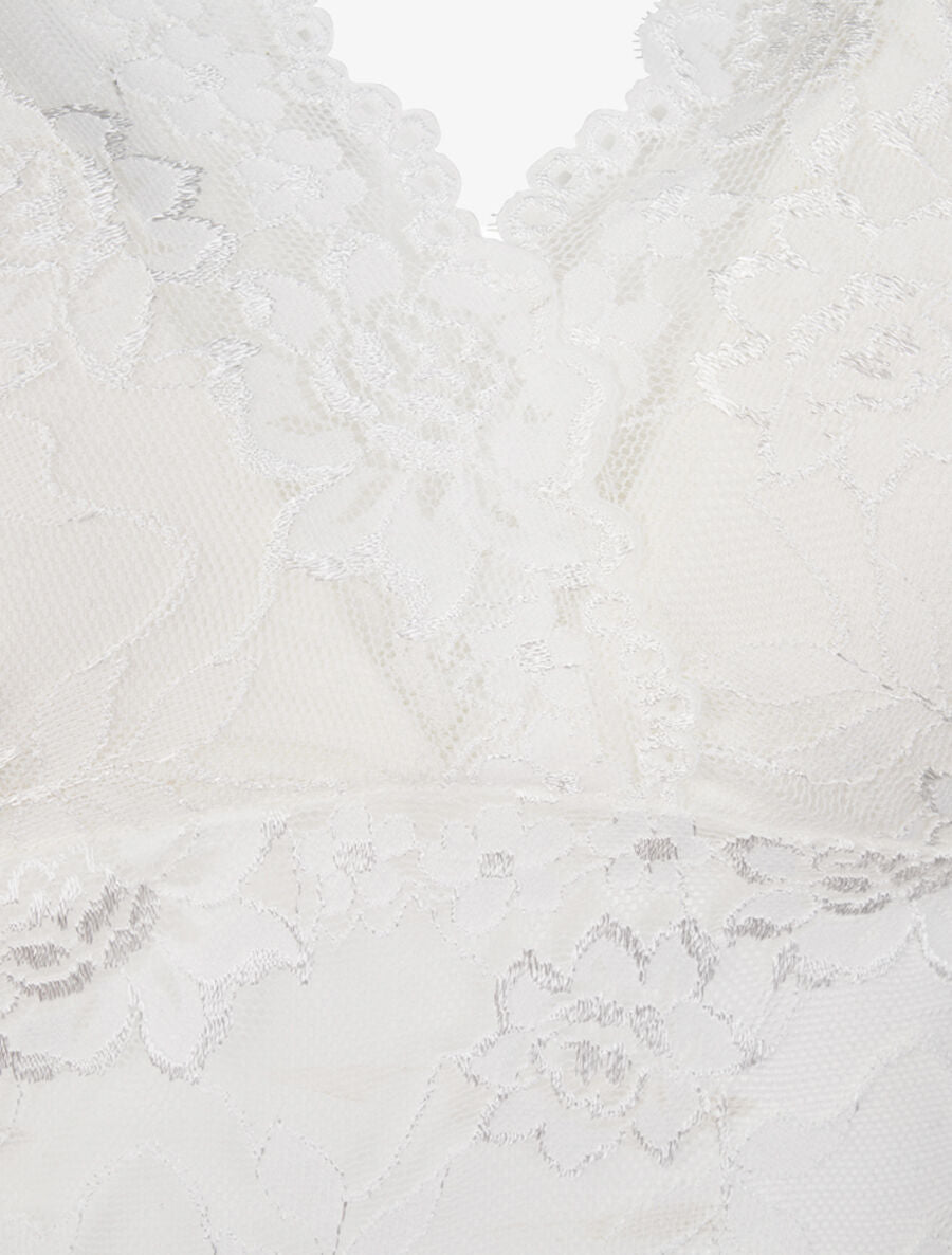 Crop top transparent en dentelle - Blanc - 3