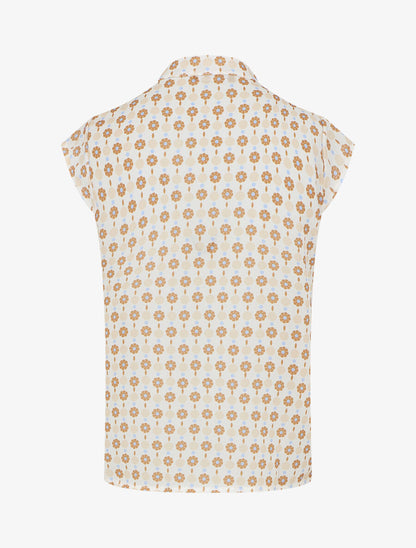 Top fluide sans manches imprimé petites fleurs - Beige - 2